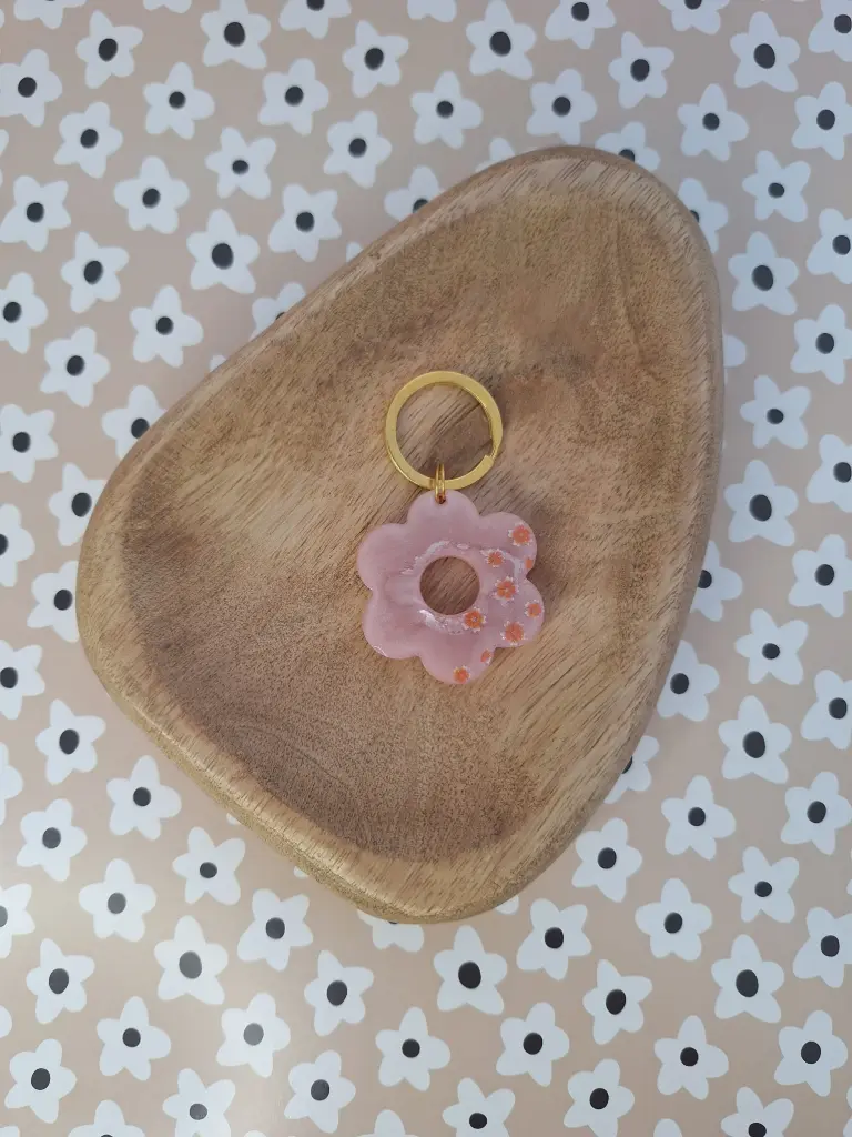 Médaille Fleur Nacré rose